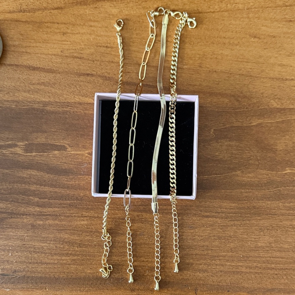 Gold Tone Multi-Chain Bracelet Set - Women Jewelry